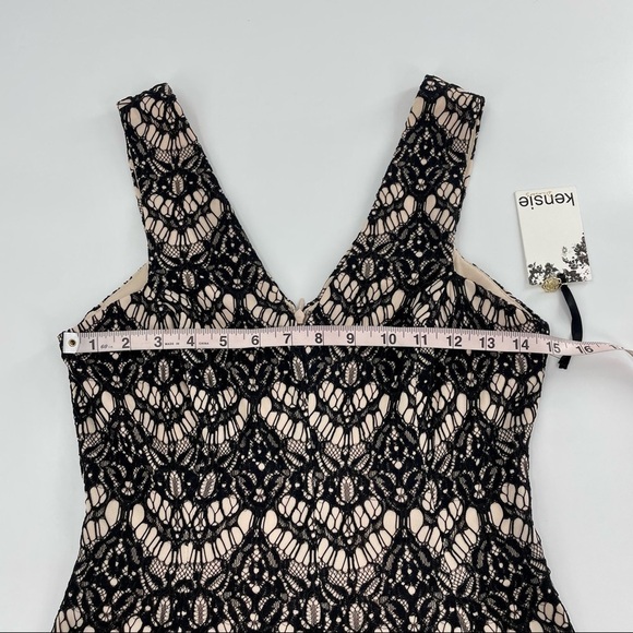 NEW Kensie Black & Nude Lace V Neck Y2K Witchy Cocktail Dress - Picture 6 of 11